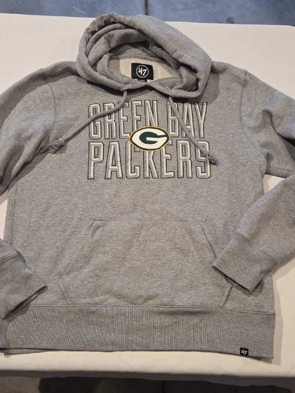 47 Heather Gray Green Bay Packers Pullover Hoodie with Team Crest